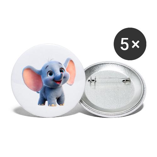 Playful Baby Elephant with Big Eyes - Buttons large 2.2'' (5-pack)