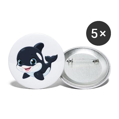 Playful Cartoon Baby Orca with Sweet Smile - Buttons large 2.2'' (5-pack)