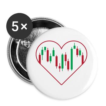 Candlesticks heart unique trading and day trader - Buttons large 2.2'' (5-pack) - white