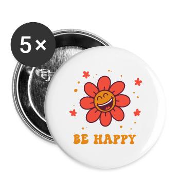 Be Happy - Buttons large 2.2'' (5-pack) - white