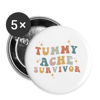 Tummy Ache Survivor Retro Vintage - Buttons large 2.2'' (5-pack) - white