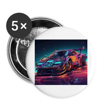 Futuristic Race Car - Buttons large 2.2'' (5-pack) - white