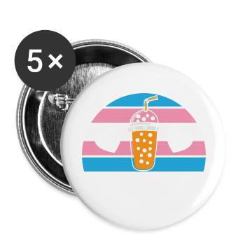 Equalitea Transgender Boba Bubble Milk Tea Trans - Buttons large 2.2'' (5-pack) - white