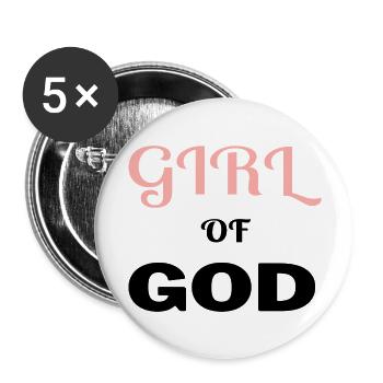 Christian clothing Girl of God girl - Buttons large 2.2'' (5-pack) - white
