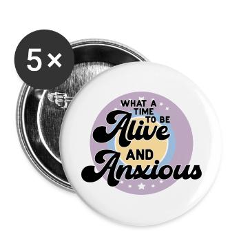 Alive Anxious cool - Buttons large 2.2'' (5-pack) - white