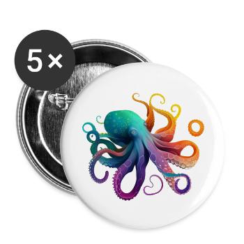 Octopuzz rainbow flash - Buttons large 2.2'' (5-pack) - white