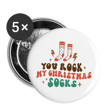 you rock my christmas socks - Buttons large 2.2'' (5-pack) - white