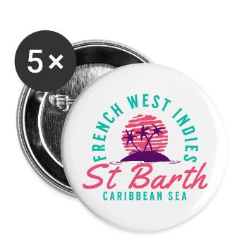 Saint Barthelemy French West Indies - Buttons large 2.2'' (5-pack) - white
