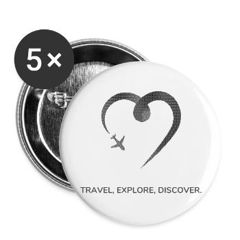 Travel Explore Discover Travelling - Buttons large 2.2'' (5-pack) - white