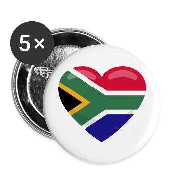South Africa Flag Heart - Buttons large 2.2'' (5-pack) - white