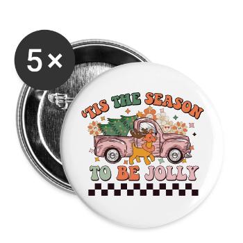 Tis The Season To Be Jolly Farm Christmas Tree - Buttons large 2.2'' (5-pack) - white