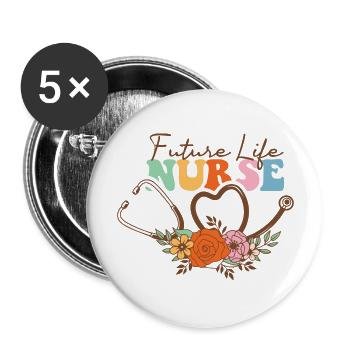 Future Life Nurse - Buttons large 2.2'' (5-pack) - white