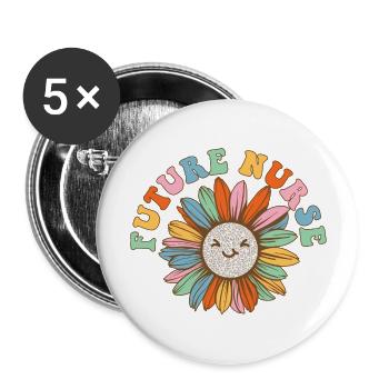 Floral Future nurse - Buttons large 2.2'' (5-pack) - white