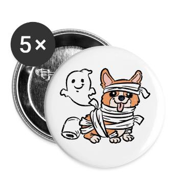 CORGI MUMMY HALLOWEEN - Buttons large 2.2'' (5-pack) - white