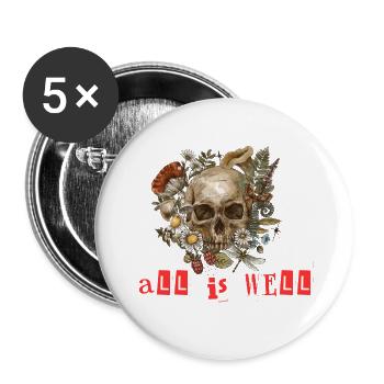 Vintage Design with motivational quote all is well - Buttons large 2.2'' (5-pack) - white