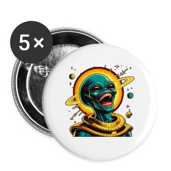 Alien smile. - Buttons large 2.2'' (5-pack) - white