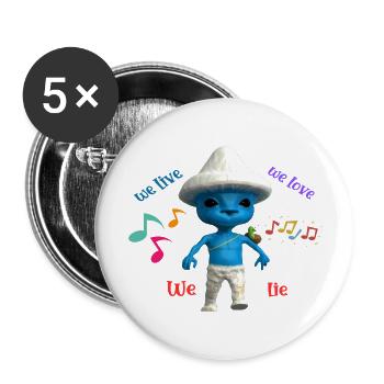 We live we love we lie blue cat meme - Buttons large 2.2'' (5-pack) - white