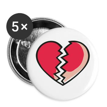 Broken Heart Vector Design 3 Colors - Buttons large 2.2'' (5-pack) - white