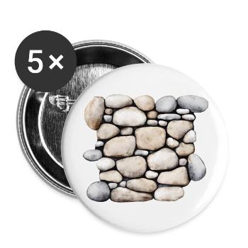 Stone Rock Wall Watercolor - Buttons large 2.2'' (5-pack) - white