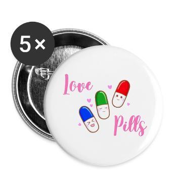 Love Pills Kawaii - Buttons large 2.2'' (5-pack) - white