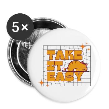 take it easy - Buttons large 2.2'' (5-pack) - white