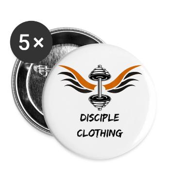 Disciple Clothing Faith Dedication Fitness - Buttons large 2.2'' (5-pack) - white