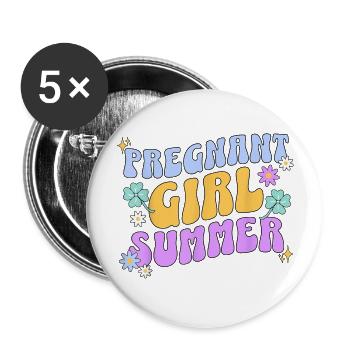 Groovy Pregnancy Reveal Pregnant Girl Summer Baby - Buttons large 2.2'' (5-pack) - white