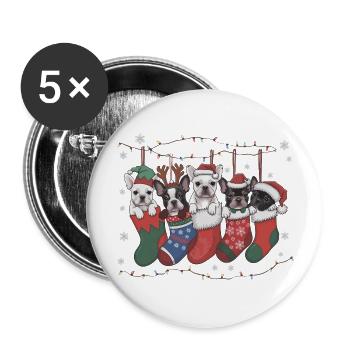 French Bulldog in Socks Christmas Stocking Dog - Buttons large 2.2'' (5-pack) - white