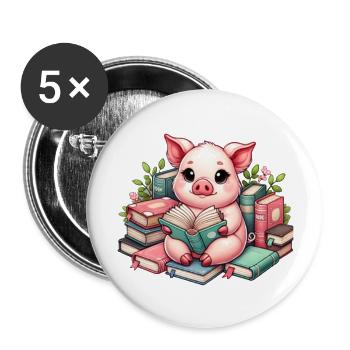 Book Hog Tee - Buttons large 2.2'' (5-pack) - white