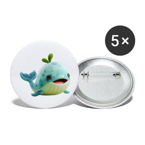 Playful Green-Blue Baby Whale - Buttons large 2.2'' (5-pack)