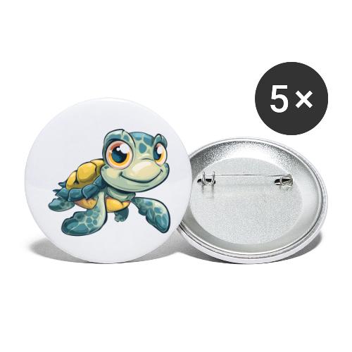 Playful Cartoon Baby Sea Turtle with a Smile - Buttons large 2.2'' (5-pack)