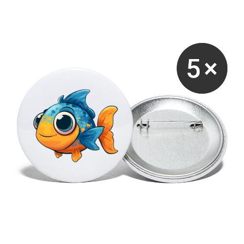 Colorful Cartoon Baby Fish in Blue and Orange - Buttons large 2.2'' (5-pack)