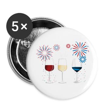 Funny Wine Glass Red White and Blue Firework - Buttons large 2.2'' (5-pack) - white