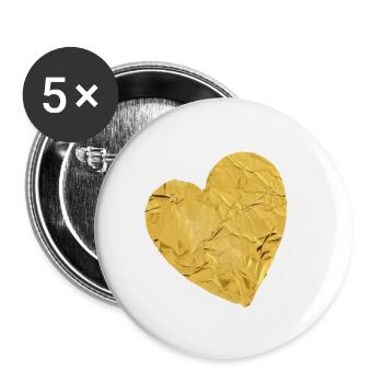 Golden stencil heart - Buttons large 2.2'' (5-pack) - white