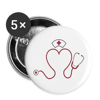 Nurse Valentine Day With Stethoscope - Buttons large 2.2'' (5-pack) - white