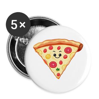 a smiling slice of pizza. - Buttons large 2.2'' (5-pack) - white