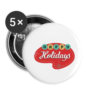 Happy Holidays 3 - Buttons large 2.2'' (5-pack) - white