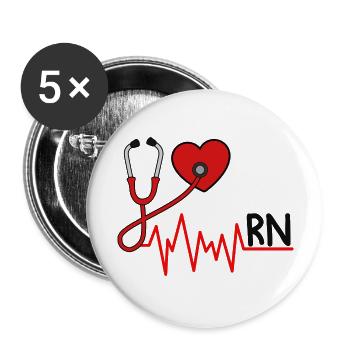 Stethoscope Heartbeat RN yellow - Buttons large 2.2'' (5-pack) - white