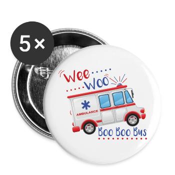 Paramedic Emt Ems Wee Woo Boo Boo Bus Ambulance - Buttons large 2.2'' (5-pack) - white
