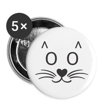 Meow Staring Cat Face Art - Buttons large 2.2'' (5-pack) - white