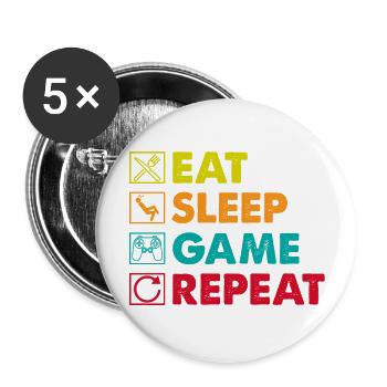 Eat sleep gaming repeat - Buttons large 2.2'' (5-pack) - white