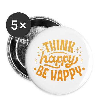 think happy be happy - Buttons large 2.2'' (5-pack) - white