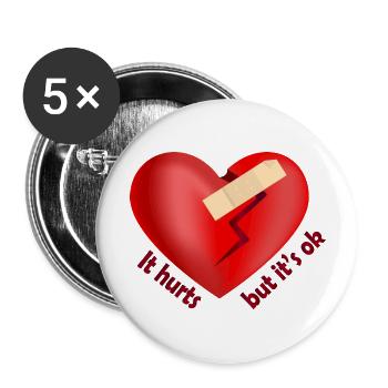 Valentine's broken heart healed with patch - Buttons large 2.2'' (5-pack) - white