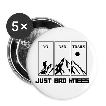 No Bad Trails Just Bad Knees Hiking T-Shirt - Buttons large 2.2'' (5-pack) - white