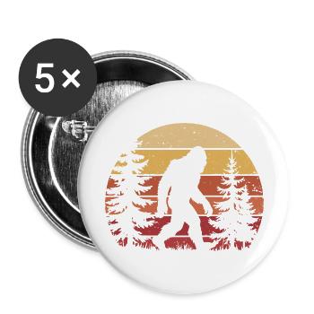 Funny Bigfoot Retro Sunset Vintage Forest Outdoor - Buttons large 2.2'' (5-pack) - white