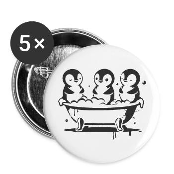 Happy penguins in the bathtub in stencil style - Buttons large 2.2'' (5-pack) - white