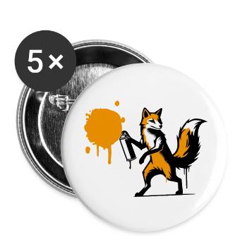 Graffiti Fox in Creative Stencil Style - Buttons large 2.2'' (5-pack) - white