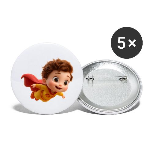 Flying Cartoon Superhero Boy in Yellow Suit - Buttons large 2.2'' (5-pack)