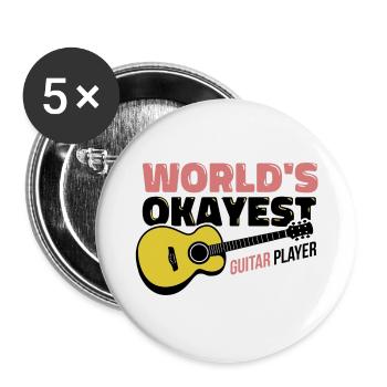 world's okayest guitar player - Buttons large 2.2'' (5-pack) - white