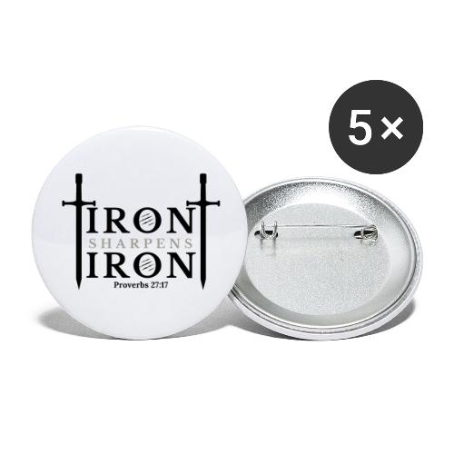 Iron Sharpens Iron - Proverbs 27:17 (Black & Grey) - Buttons large 2.2'' (5-pack)